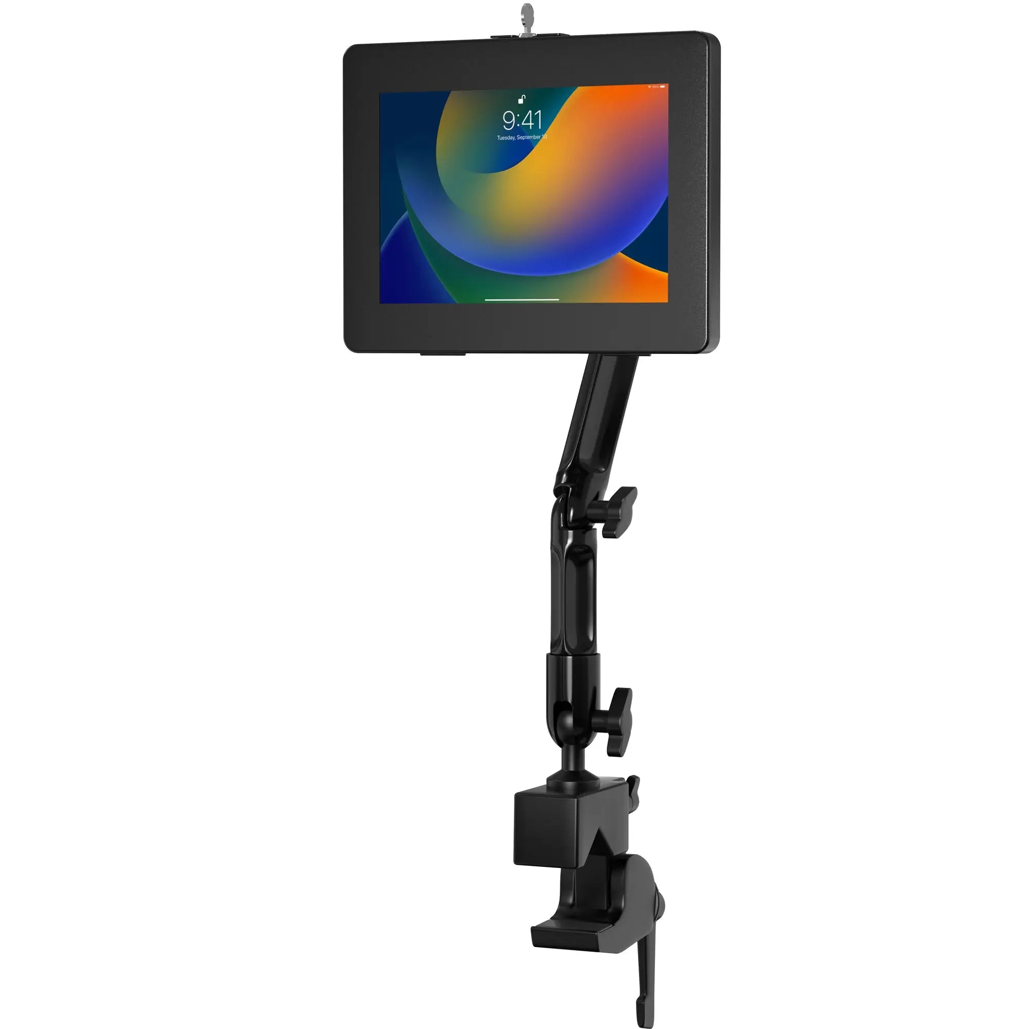 Custom Flex Security Enclosure Desk Clamp Mount w/ Paragon Enclosure