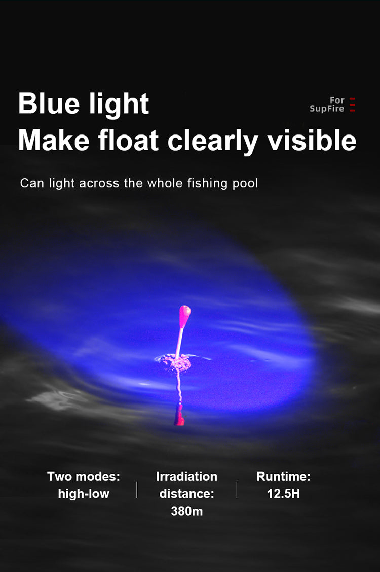Lumière bleue Rendre le flotteur clairement visible Peut éclairer tout le bassin de pêche