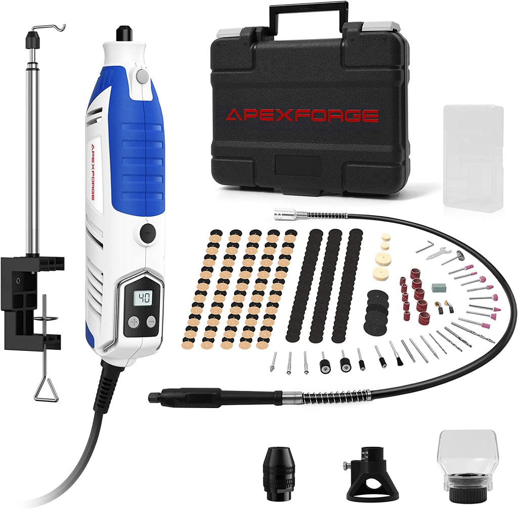 APEXFORGE M6 Variable Speed Rotary Tool Kit, Keyless Chuck & Flex Shaf