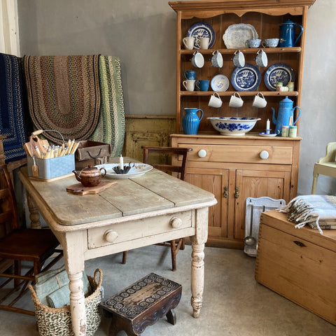 scrub top table and antique pine dresser at Source for the Goose
