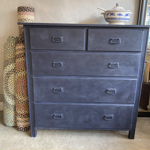 Chest of Drawers painted in Annie Sloan Oxford Navy at Source for the Goose , South Molton, Devon