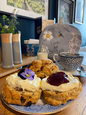 Cream tea in South Molton, Devon, UK