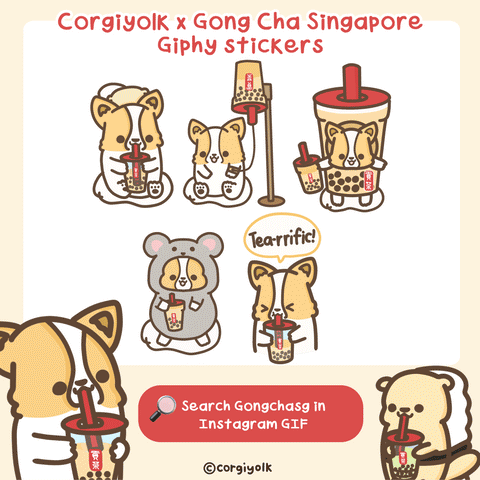 Bubble tea Giphy Stickers (Corgiyolk x Gong Cha Singapore)