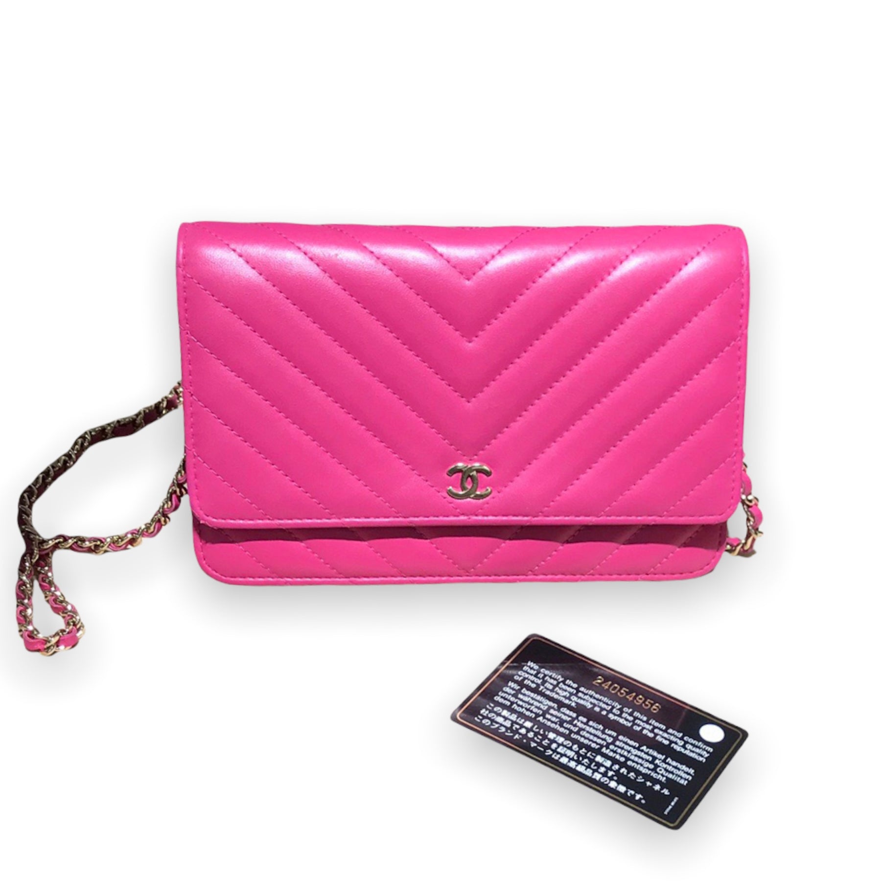 Chanel Pink WOC Chevron Wallet on Gold Chain – RELUXE1ST