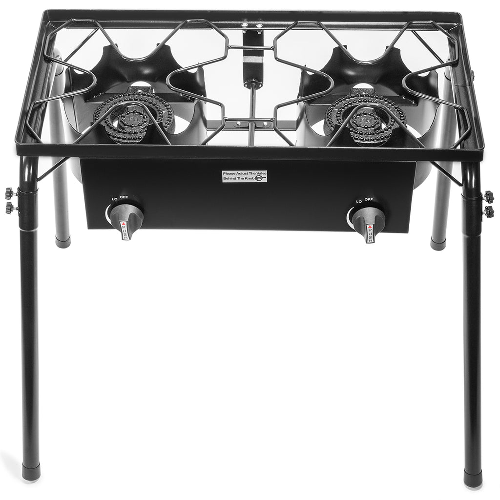 58,000 BTU Outdoor Camping Propane Double Burner Stove Cooking Station