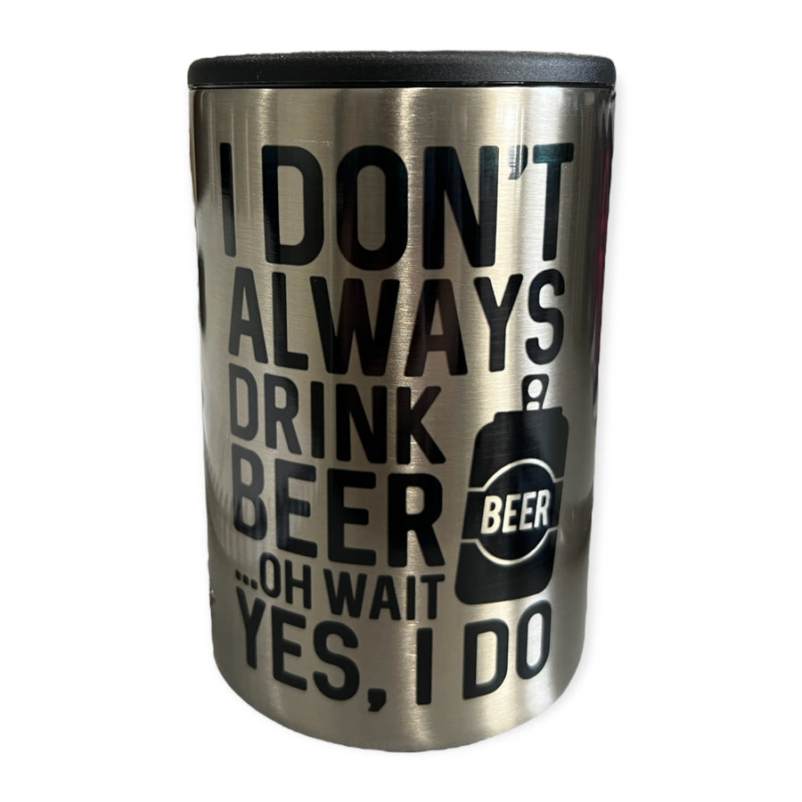 Drink Local - Illinois - metal 12 oz can koozie