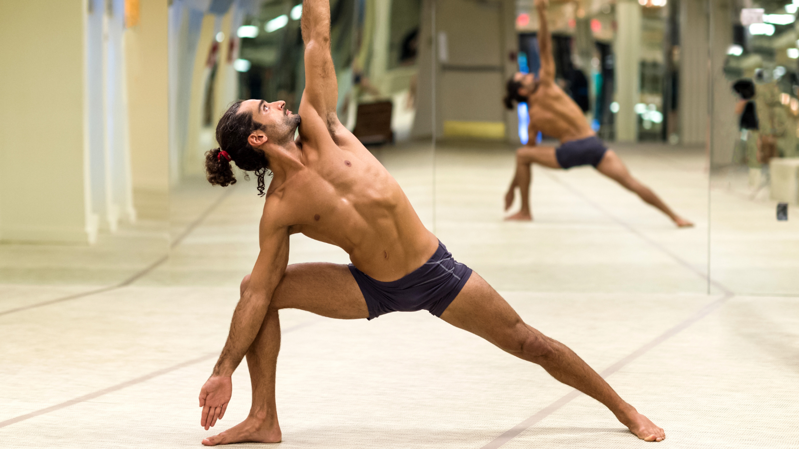 Hot yoga in mirror room