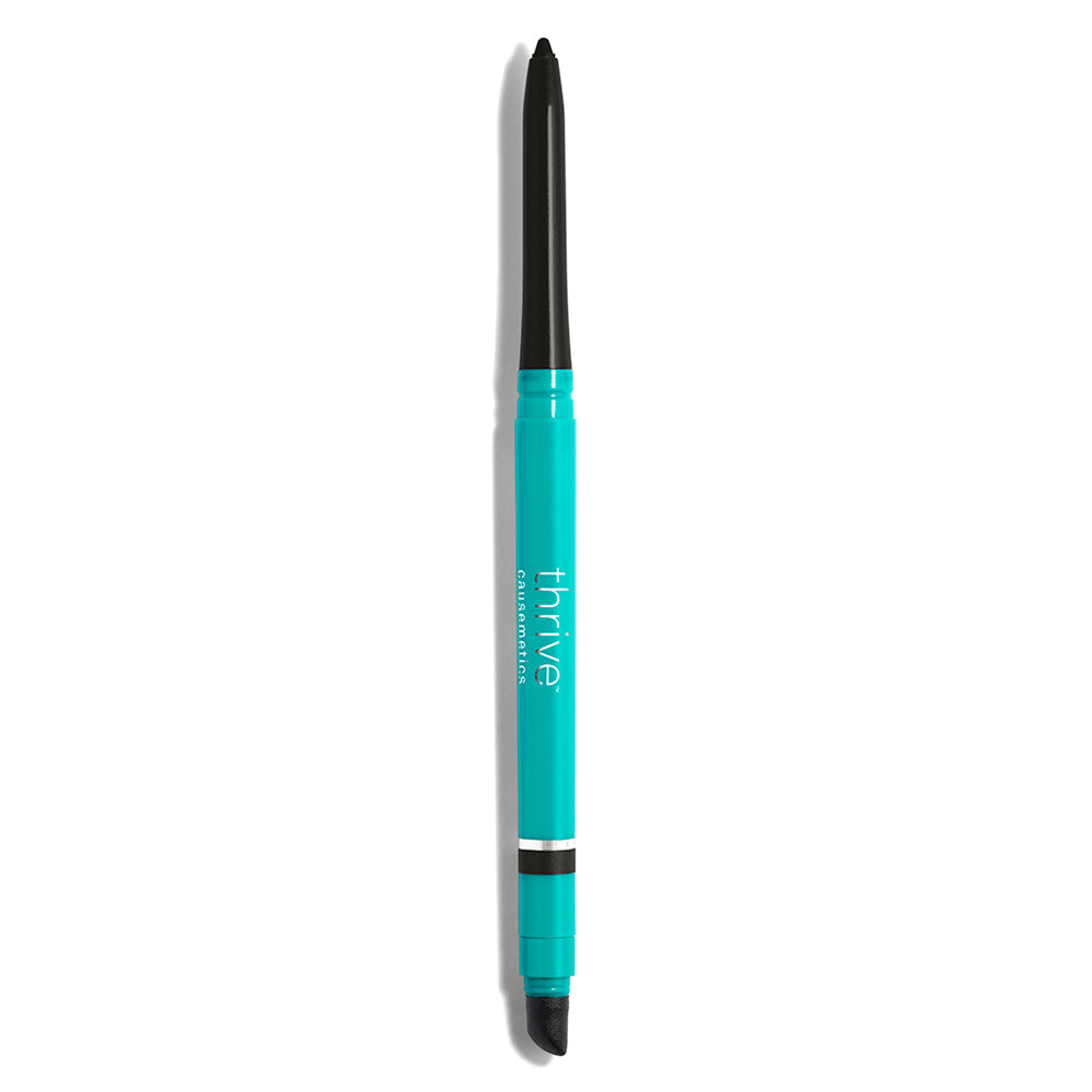 The Thrive Causemetics Infinity Waterproof Eyeliner travel product recommended by Rebecca Levitt on Pretty Progressive.