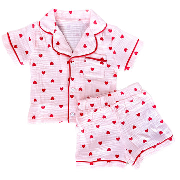 Linen Heart Pajama Set
