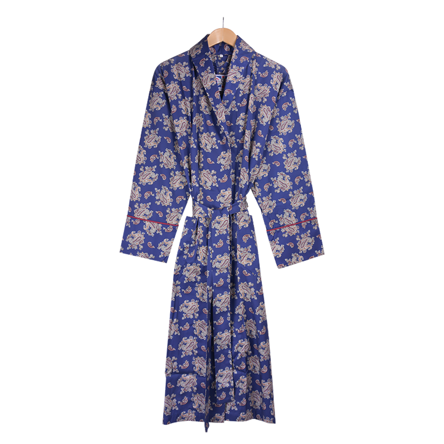 Lightweight Men's Dressing Gown - Gatsby Paisley Blue – Bown of London ...