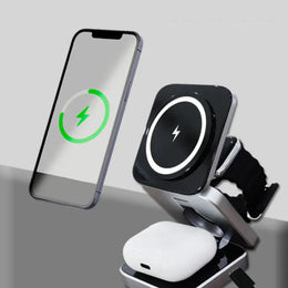Wireless Charging Station for iPhone, Apple Watch and AirPods, 3-in-1 Charging Stand, Metal Design - Trend Dealers