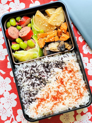 Bento side dishes in the kuro metallic black 1 tier bento box