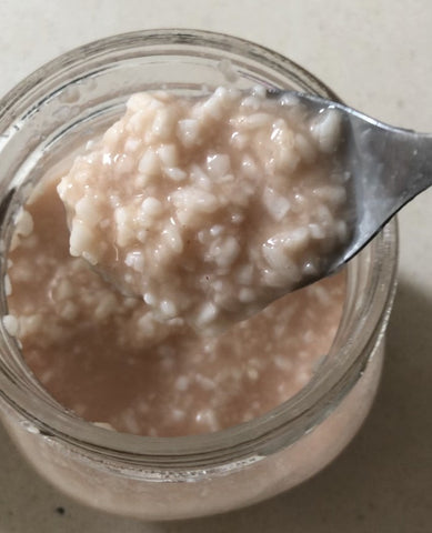 Close up shot of shio koji fermentation after 7 days