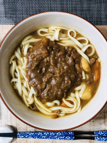 japanese curry udon in a bowl