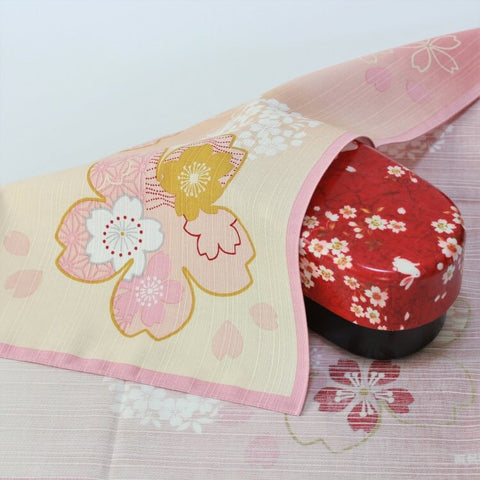 miyabi sakura furoshiki covering red bento box