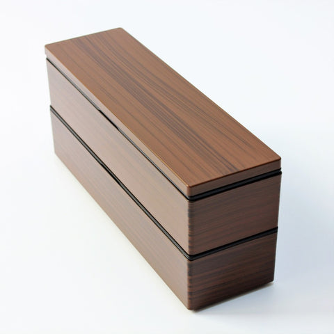 natural woodgrain long slim bento box