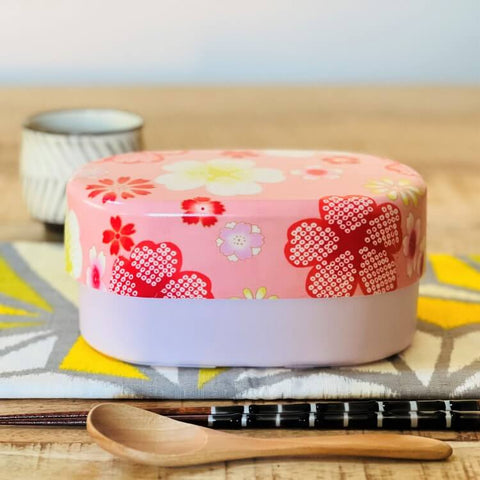 Pink bento box Kimono yume sakura 2 tier