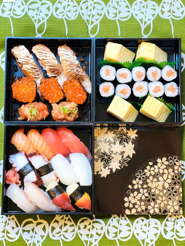 sushi in hanamaru brown jubako picnic bento box