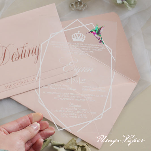 1mm/0.04 Lilac Clear Acrylic Quinceanera Invitation Cards with Envelo –  NingsPaper