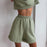 Summer Cotton Sets For Women | Casual Two Pieces Short Sleeve T Shirts and High Waist Short Pants Solid Outfits Tracksuit