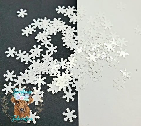 Silver Flurry Holographic Snowflake Glitter Shapes