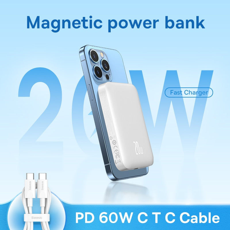 Baseus magsafe Bank 6000mAh 20W Wireless Phone Charger External – Azimsells