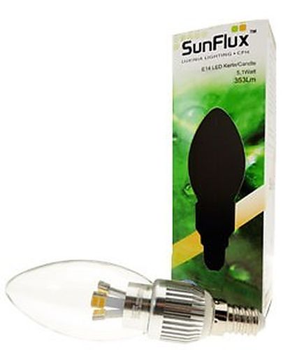 E14 kerte 5,1W LED klar Luxinia 353Lm 360° sunflux Designerlamper - lamper4u.dk sælger vi kvalitetsbelysning til dig – Lamper4u