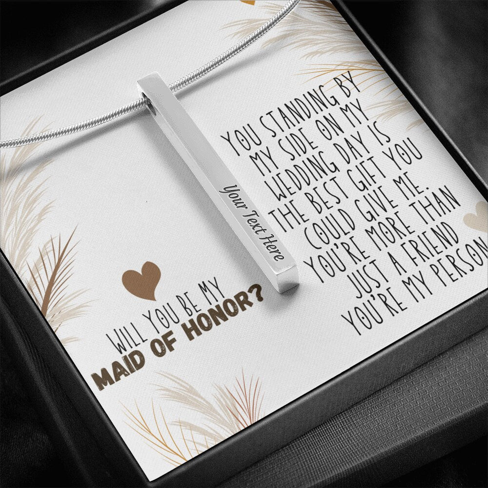 Maid of Honor Proposal Gift Card and Necklace Perfect Gift