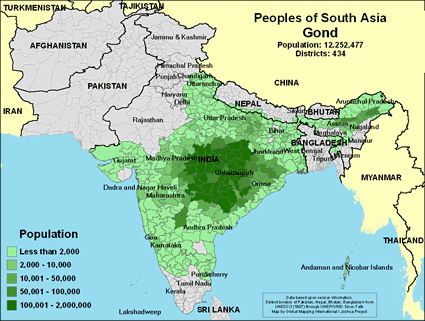 Gond tribe distribution across India