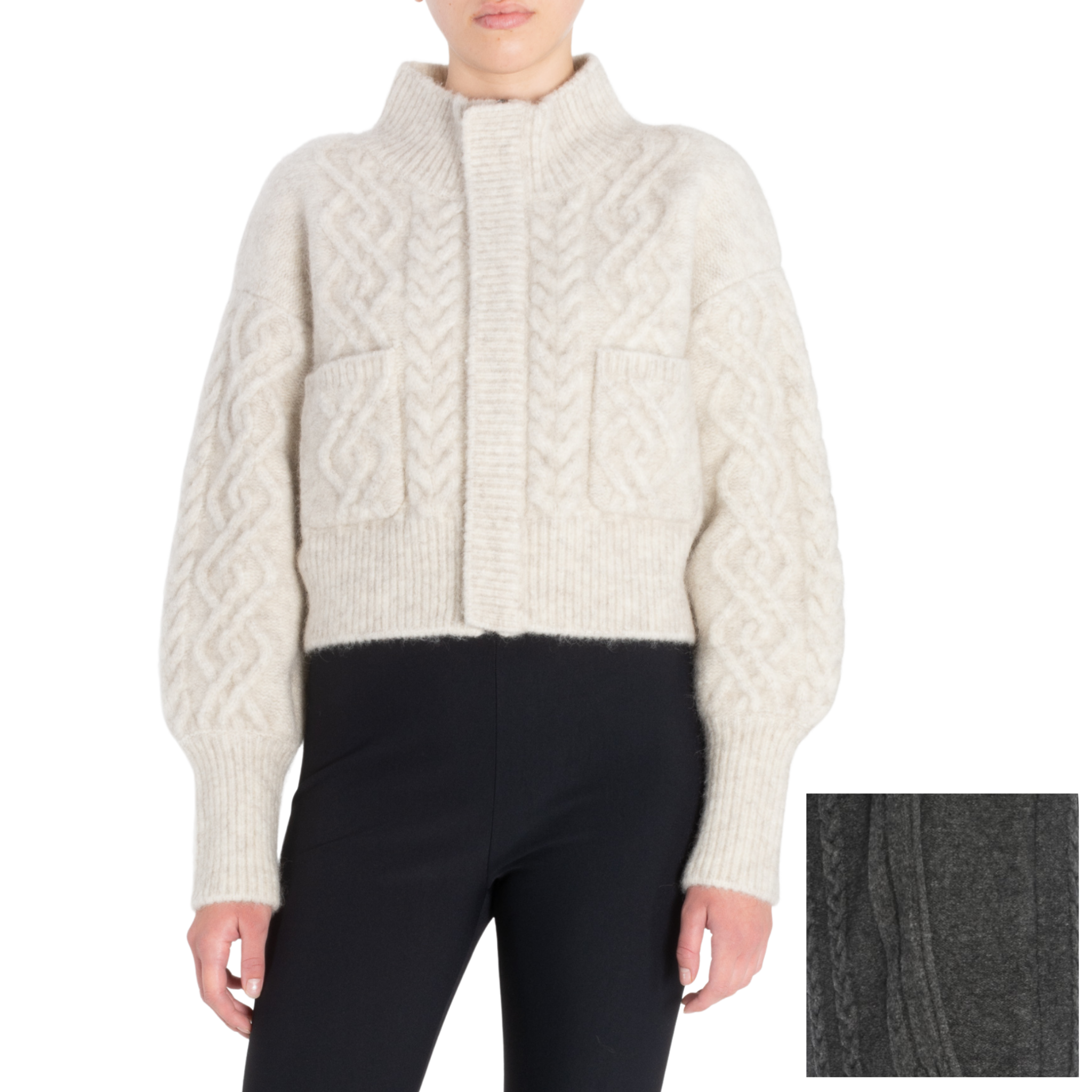 Kid Mohair Cable Knit Crop Jacket - SPENCER