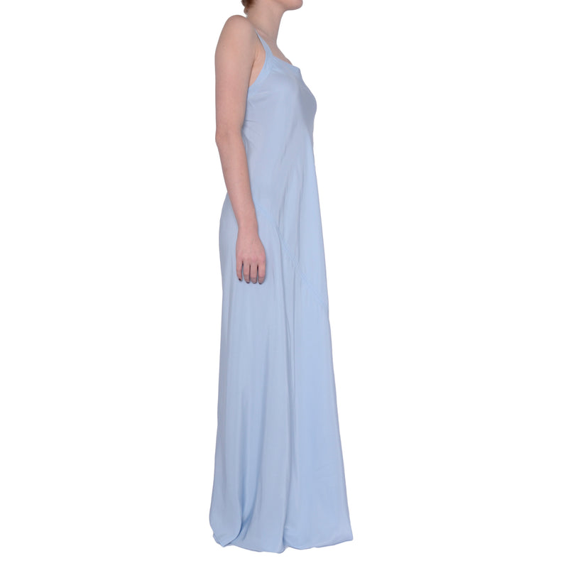 Silk Maxi Dress with Asymmetric Drawstring - SHAY – Elaine Kim Collection