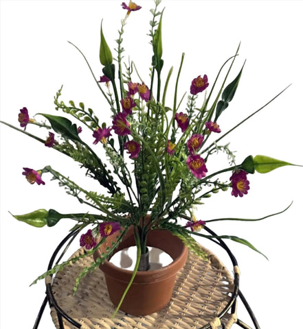 17 inch Grass Bush with Flowers Lavender PVC Silk Plants Canada