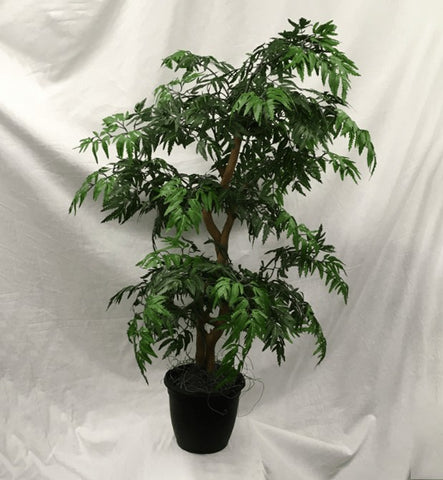 3 Foot Artificial Silk Ming Aralia Tree Custom Made on Natural Wood