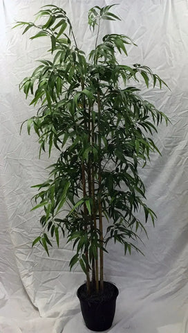 6 Foot Artificial Silk Bamboo Palm Tree Custom Made on Natural Wood