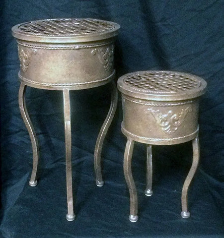 Copper Metal Plant Stands Set of 2