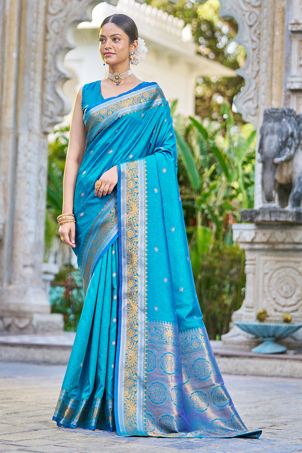 Cyan Color Engaging Art Silk Saree With Embroidered Work | South silk sarees,  Pakistani bridal wear, Art silk sarees