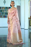 Taffy Light Pink Tissue Woven Saree