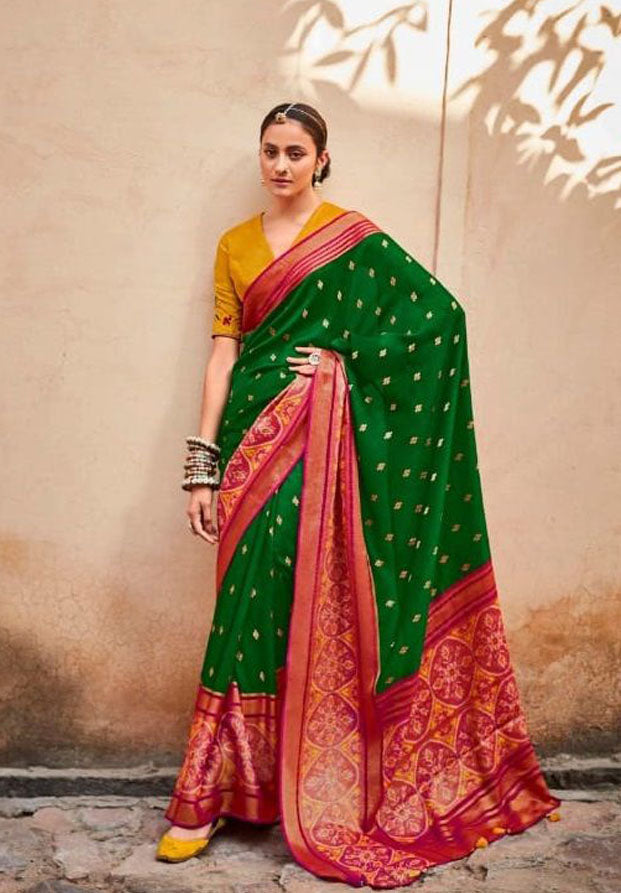 Dark Pink Tussar Silk Saree with Embroidery Border with Designer Blouse| Saree-Diademstore.com