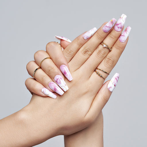 light pink with marble nails