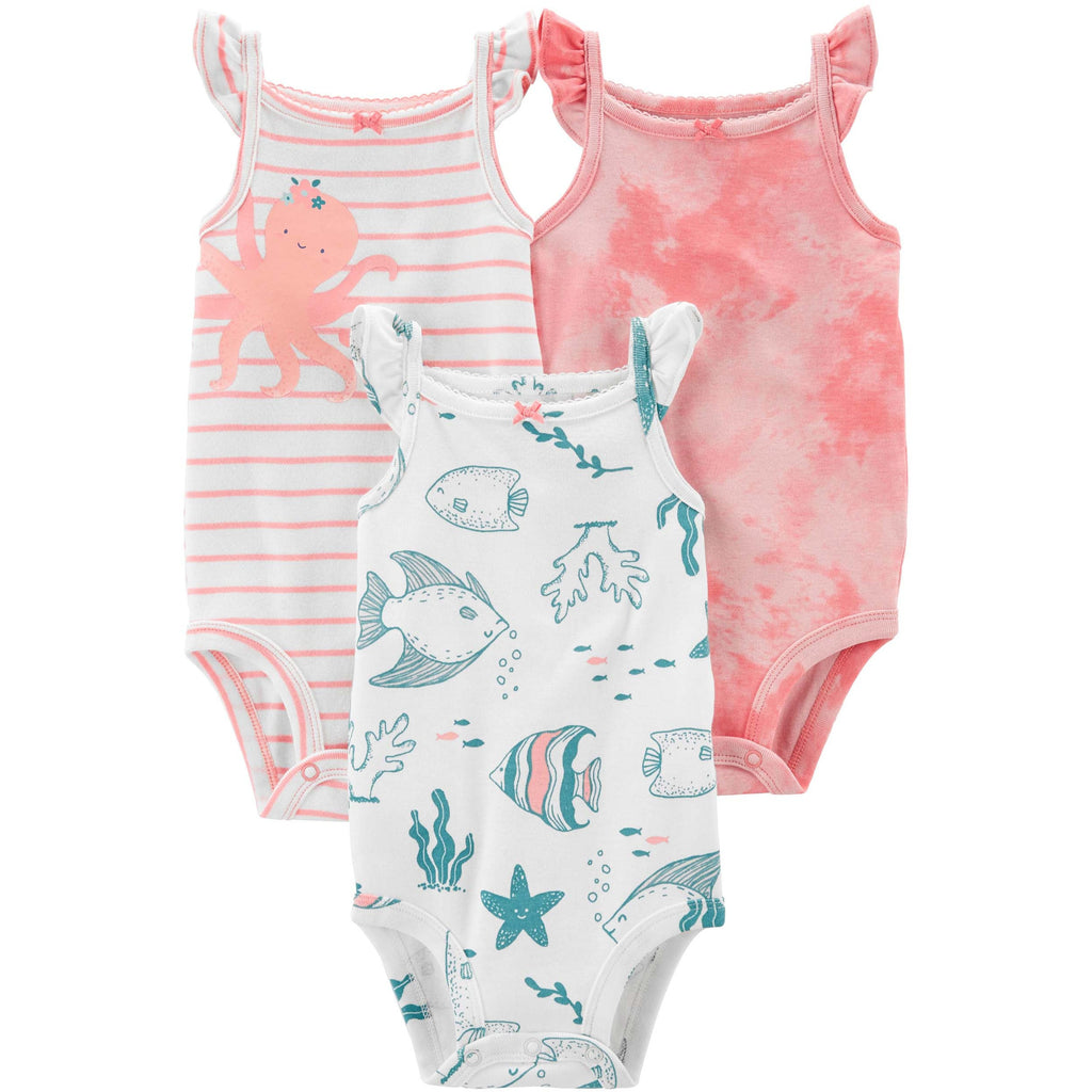 Carter's Infants Girls 3-Pack Bodysuits Assorted 1N089210 - Peekaboo