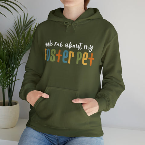 Ask Me About My Foster Pet - Retro Colors | Hooded Sweatshirt - Detezi Designs-30996556756668609974