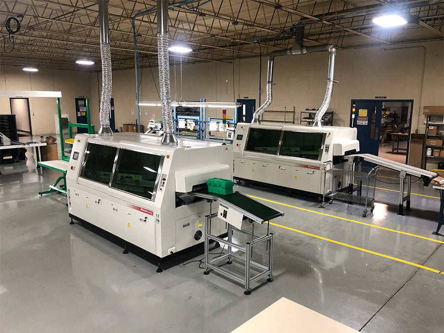 Manncorp Wave Solder Machines in-use at Carson Manufacturing Company in Indianapolis, IN.
