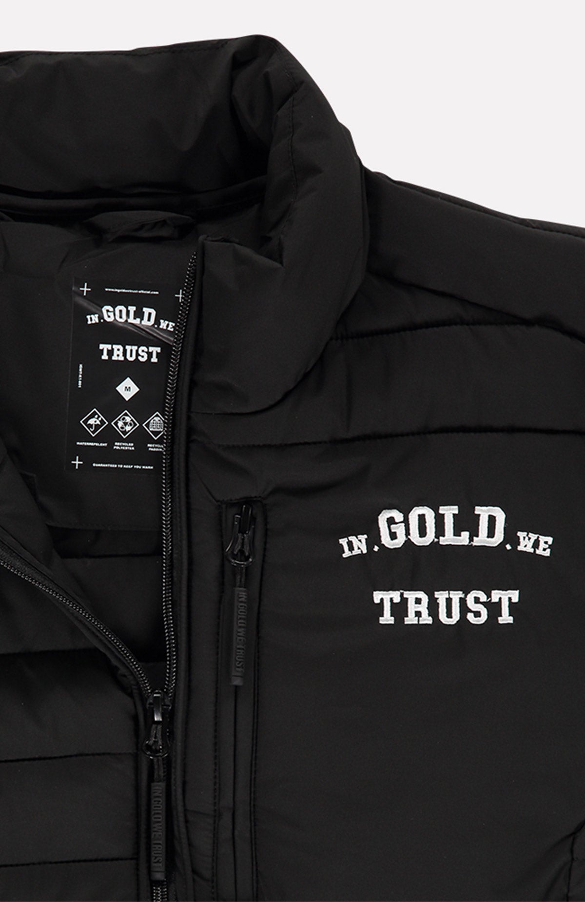 in gold we trust puffer jacket