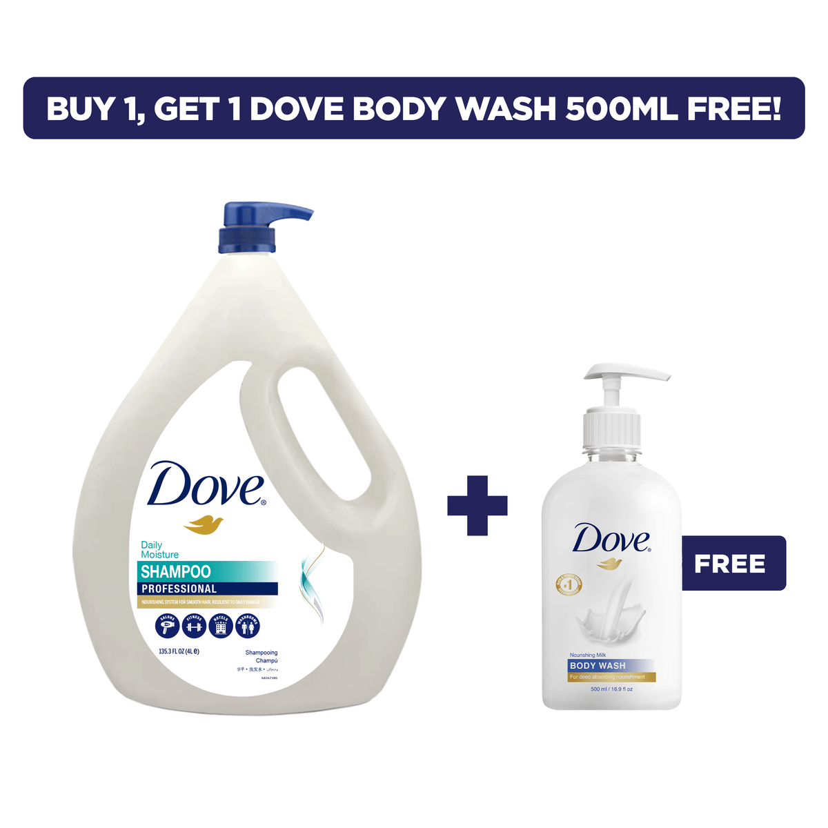 SALE - Dove Shampoo 2L + FREE 1x Dove Wash 500ml — Professional Philippines