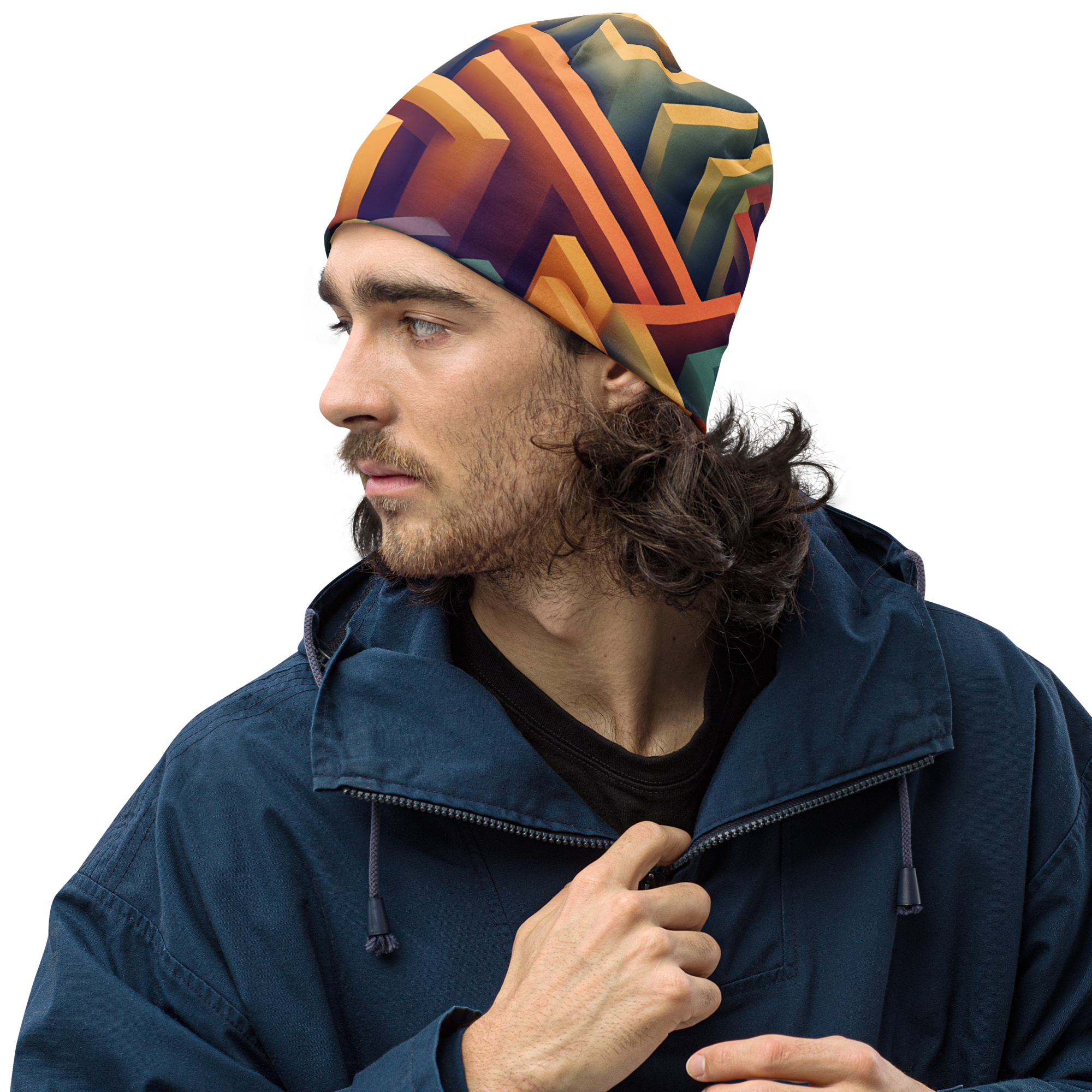 3D Maze Illusion | 3D Patterns | All-Over Print Beanie - #3