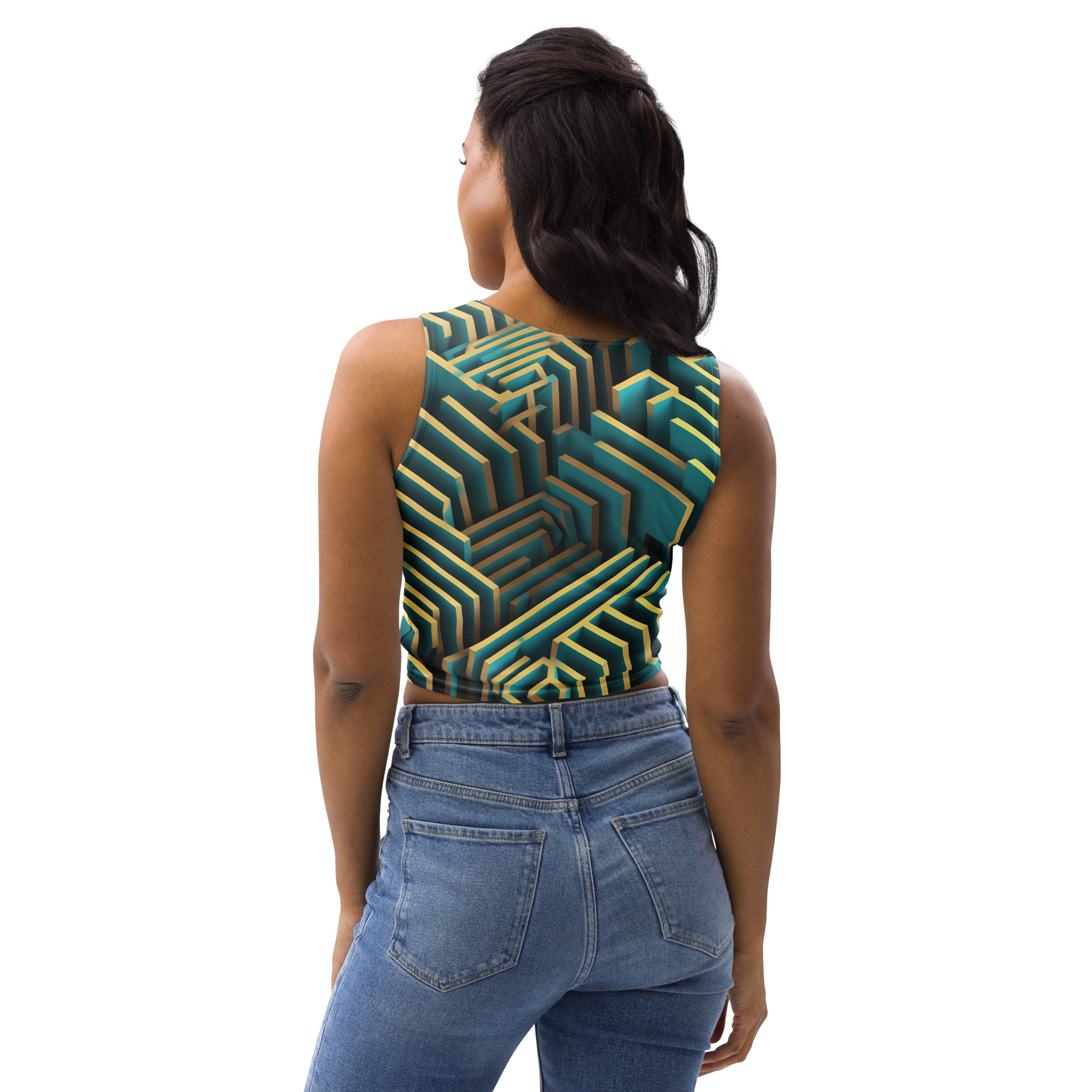 3D Maze Illusion | 3D Patterns | All-Over Print Crop Top - #5