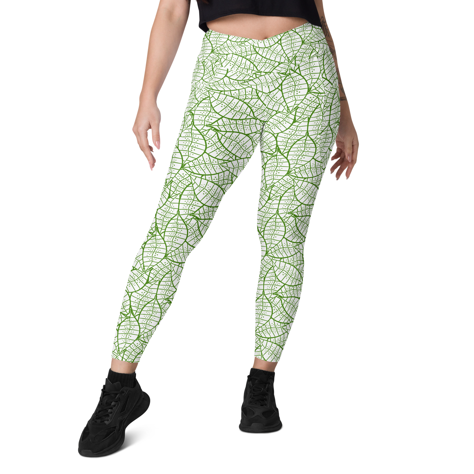 Colorful Fall Leaves | Seamless Patterns | All-Over Print Crossover Leggings with Pockets - #4