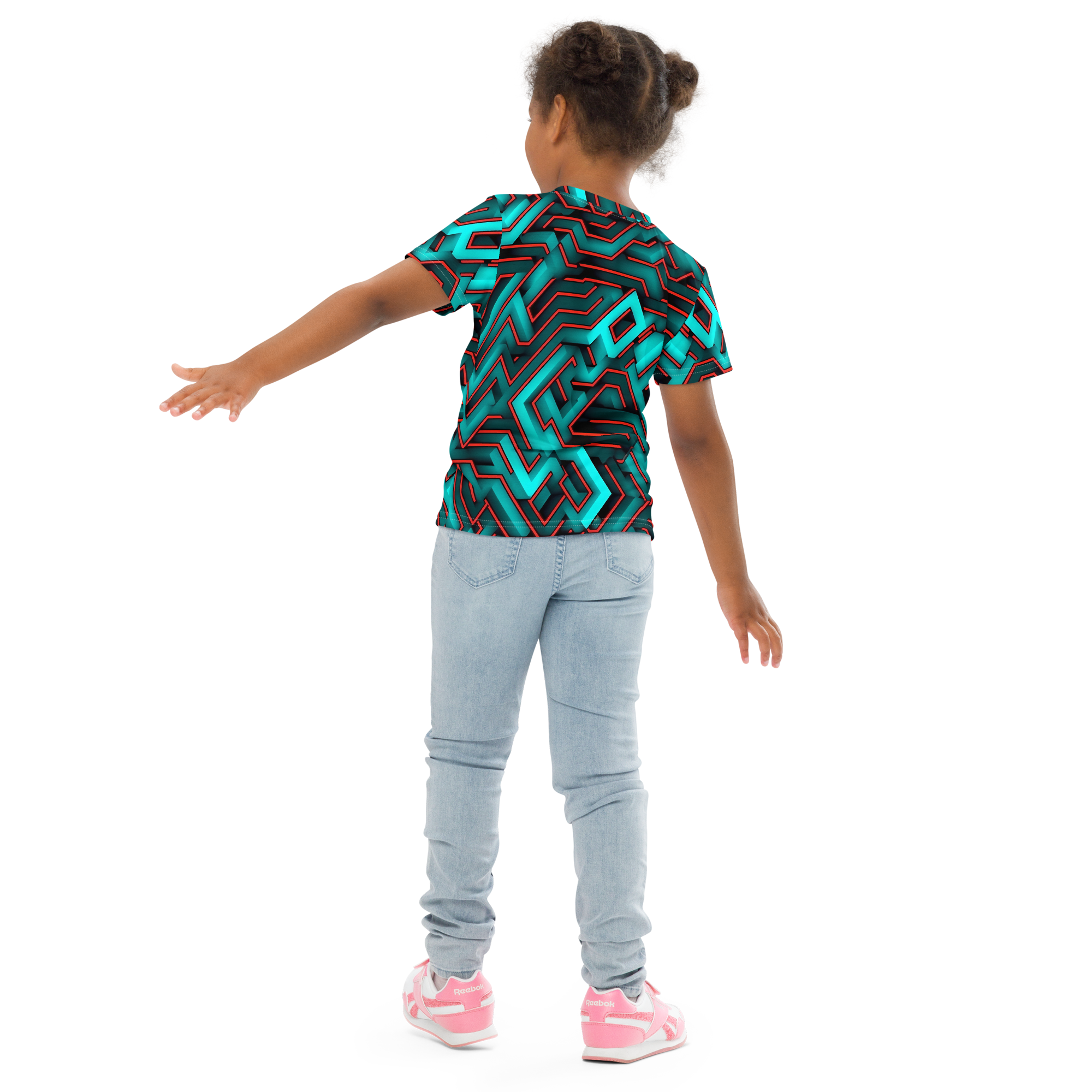 3D Maze Illusion | 3D Patterns | All-Over Print Kids Crew Neck T-Shirt - #2