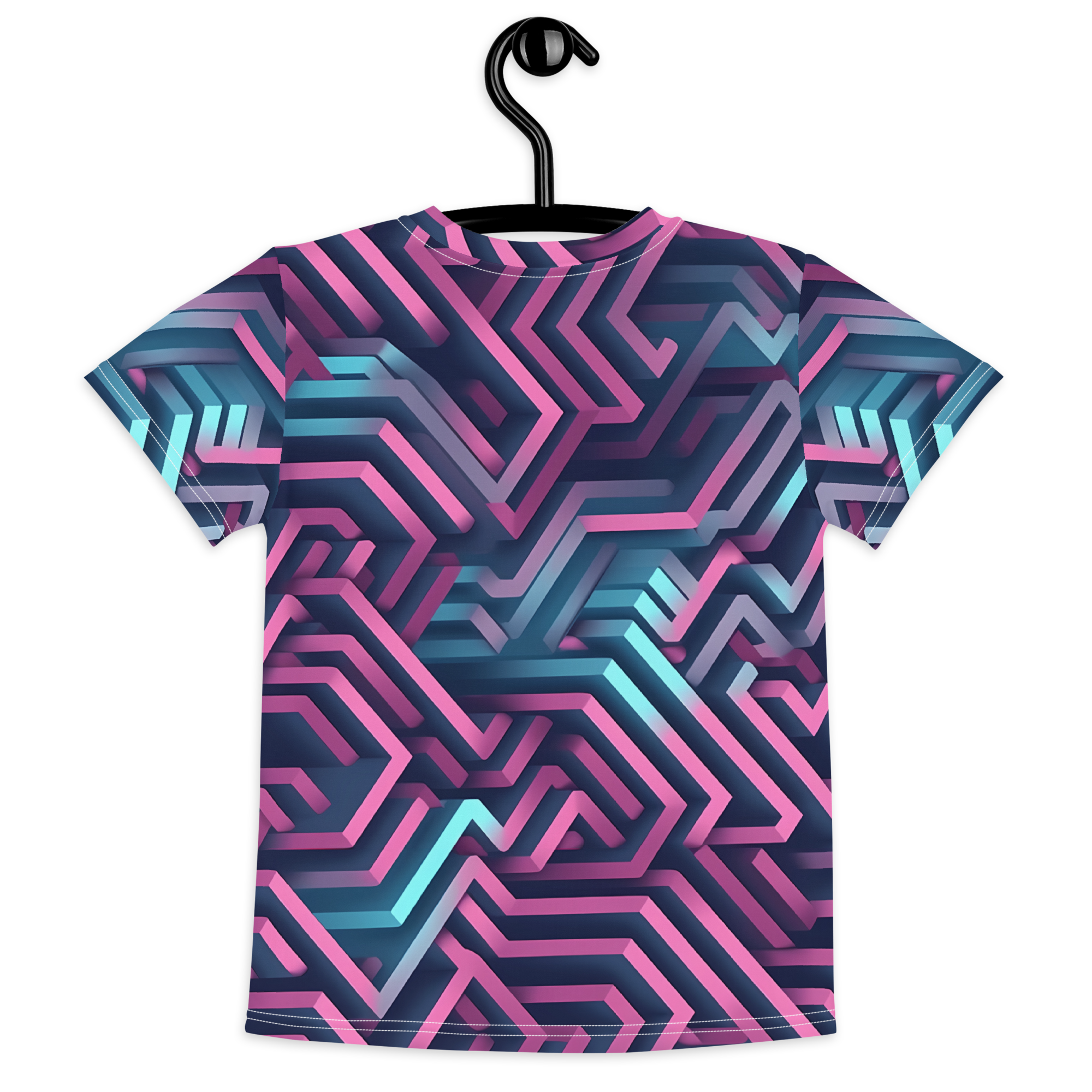 3D Maze Illusion | 3D Patterns | All-Over Print Kids Crew Neck T-Shirt - #4