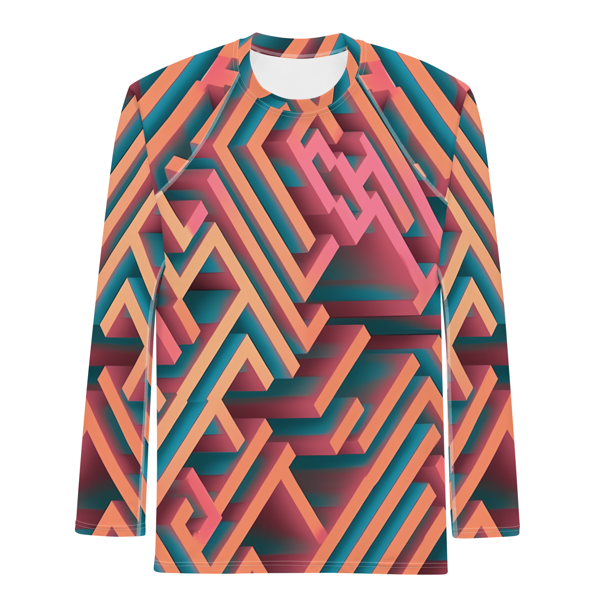 3D Maze Illusion | 3D Patterns | All-Over Print Men's Rash Guard - #1